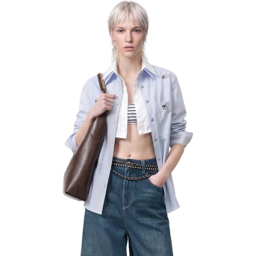 KARL LAGERFELD / Karl Lagerfeld Jeans Shirts Women's Blue Lapel Moderate