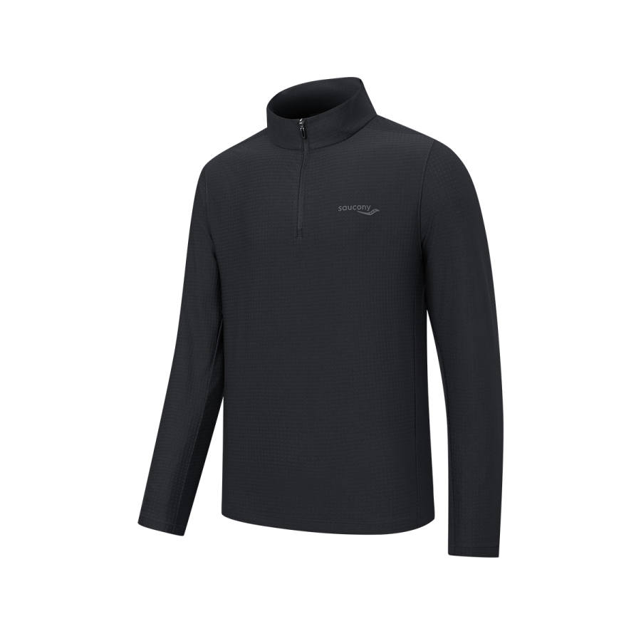 Saucony Knitwear Men's Jet Black Stand Collar Moderate