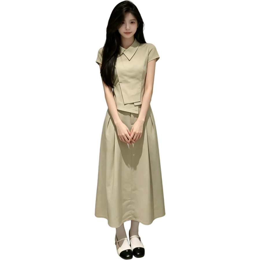 JBBCN Two Piece Skirt Sets Women's Suit Collar Moderate Long Skirt