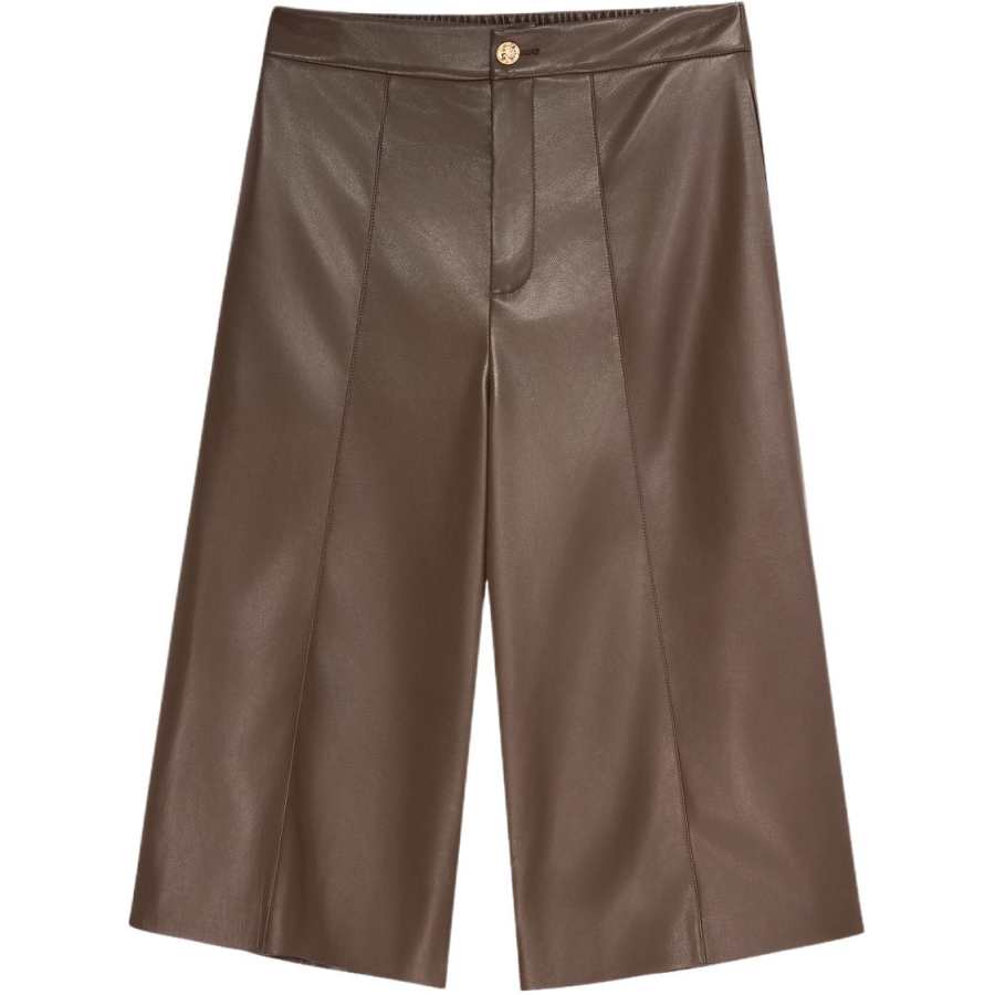 KARL LAGERFELD / Karl Lagerfeld Jeans Leather Pants Women's Coffee Moderate Wide Leg Pants