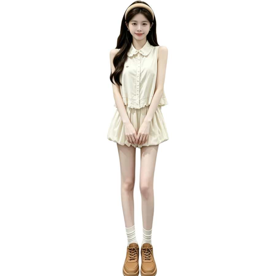 JBBCN Two Piece Skirt Sets Women's Peter Pan Collar Thin Short Skirt