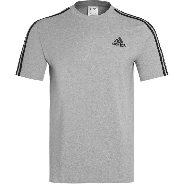 Adidas Adidas ESSENTIALS 3 Stripes T Shirts Men's Medium Gray Crew Neck