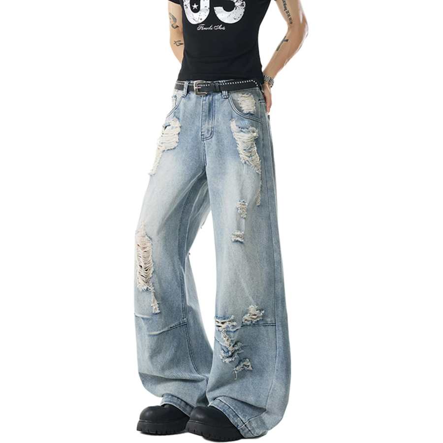 WARRIOR WARRIOR Jeans Unisex Blue DIY Badge Thin Scimitar Pants