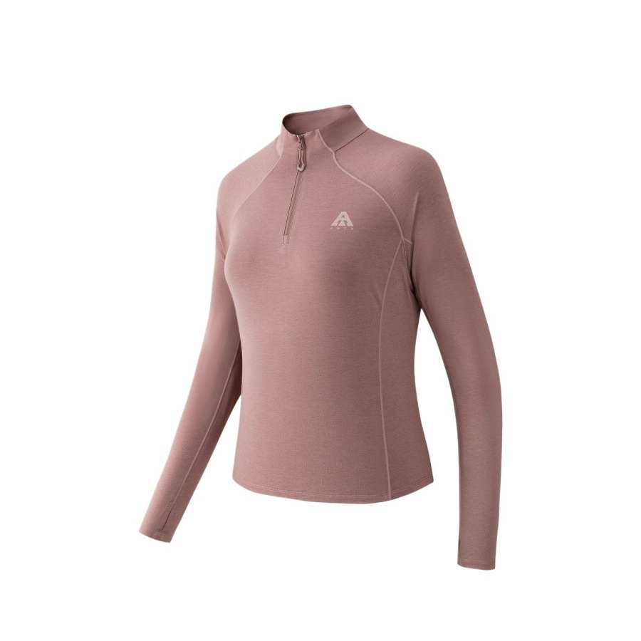 ANTA Women's Outdoor Collection T Shirts Women's Honey Powder Half Open Collar Moderate Straight Fit