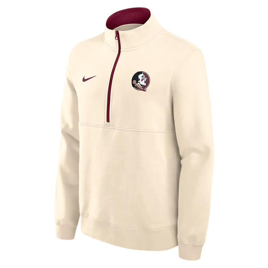 Nike Nike College Sweatshirts Men's Natural/Team Chestnut Stand Collar Moderate
