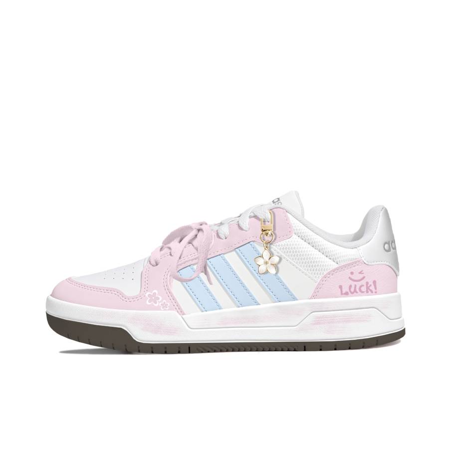 Adidas Adidas ENTRAP Skateboard Shoes Women's Low Top White & Pink & Blue Contrast