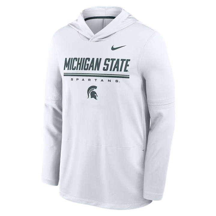 Nike Nike Dri Fit College Sweatshirts Men's White/Professional Green Hooded Non Detachable Moderate