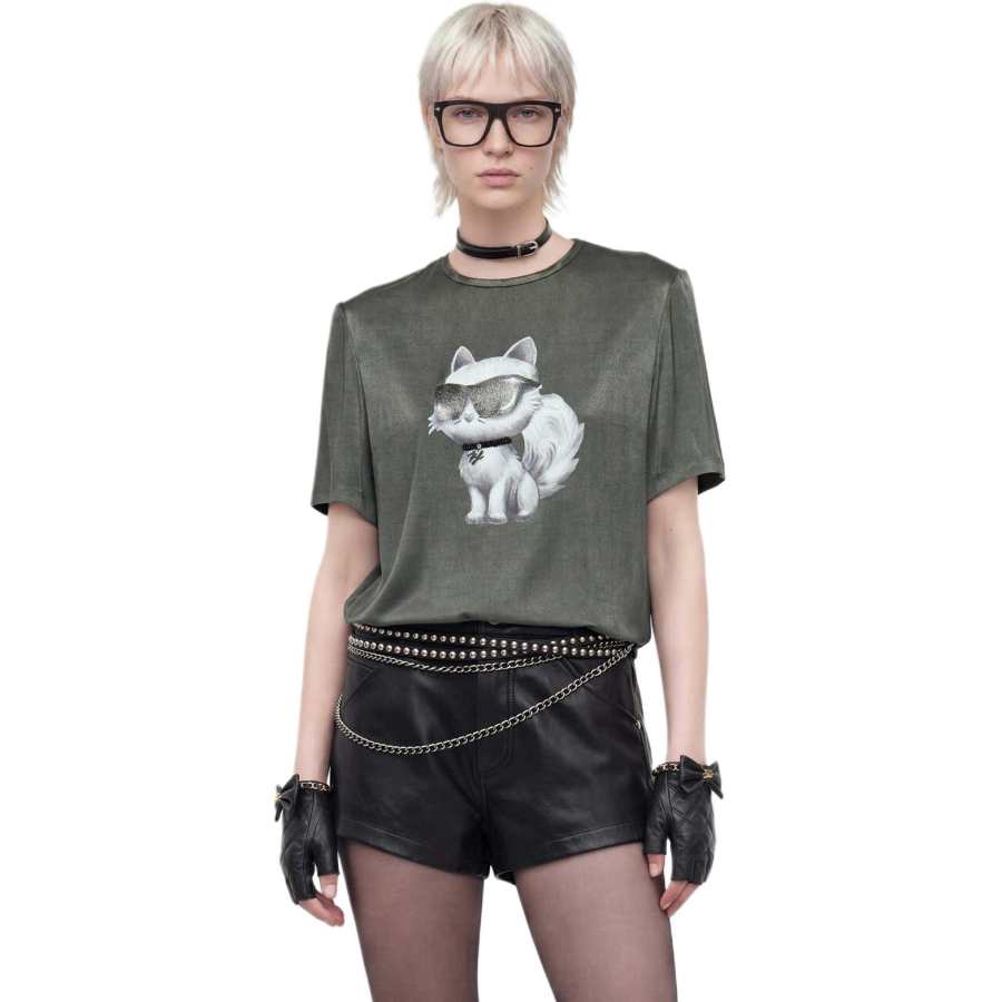 KARL LAGERFELD / Karl Lagerfeld Jeans T Shirts Women's Gray Crew Neck Moderate