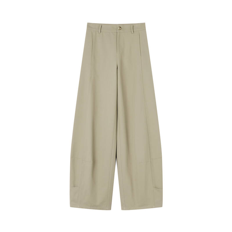 XIANGYING Casual Pants Women's Khaki Moderate Wide Leg Pants