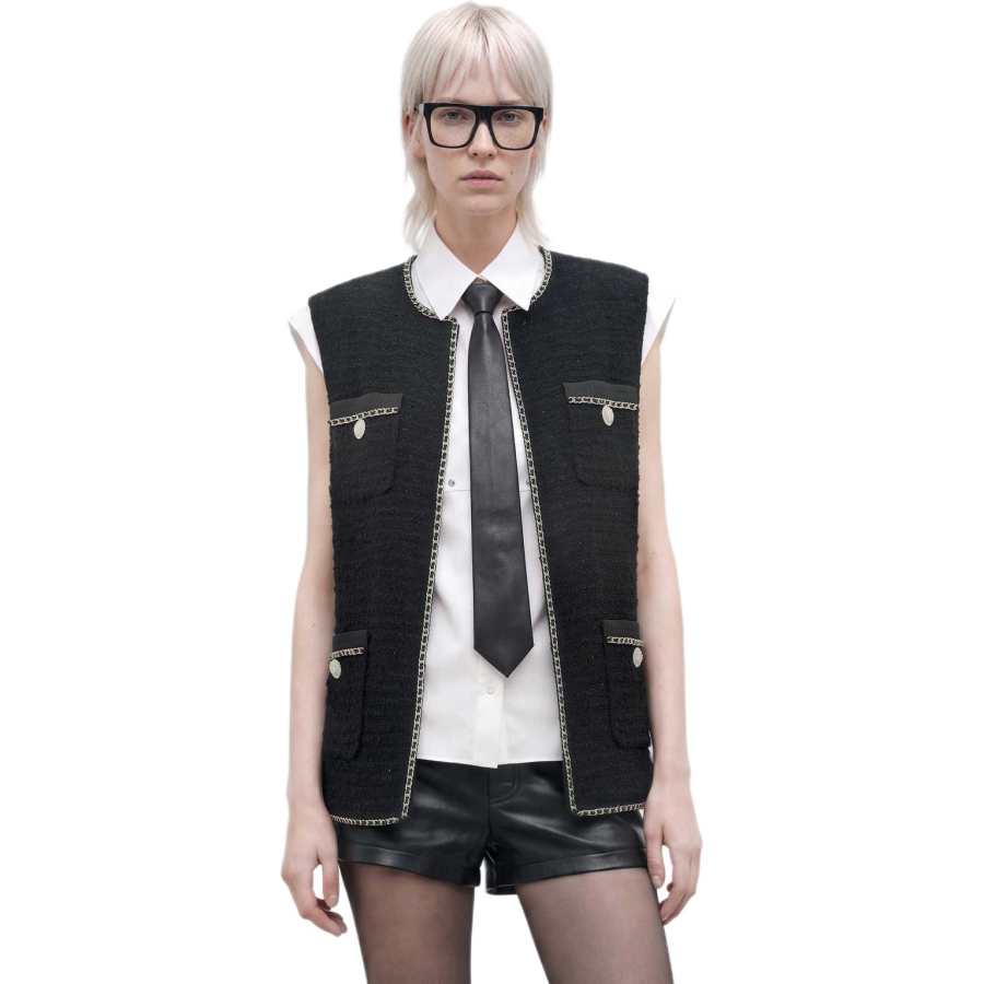 KARL LAGERFELD / Karl Lagerfeld Jeans Vests Women's Black Crew Neck Moderate