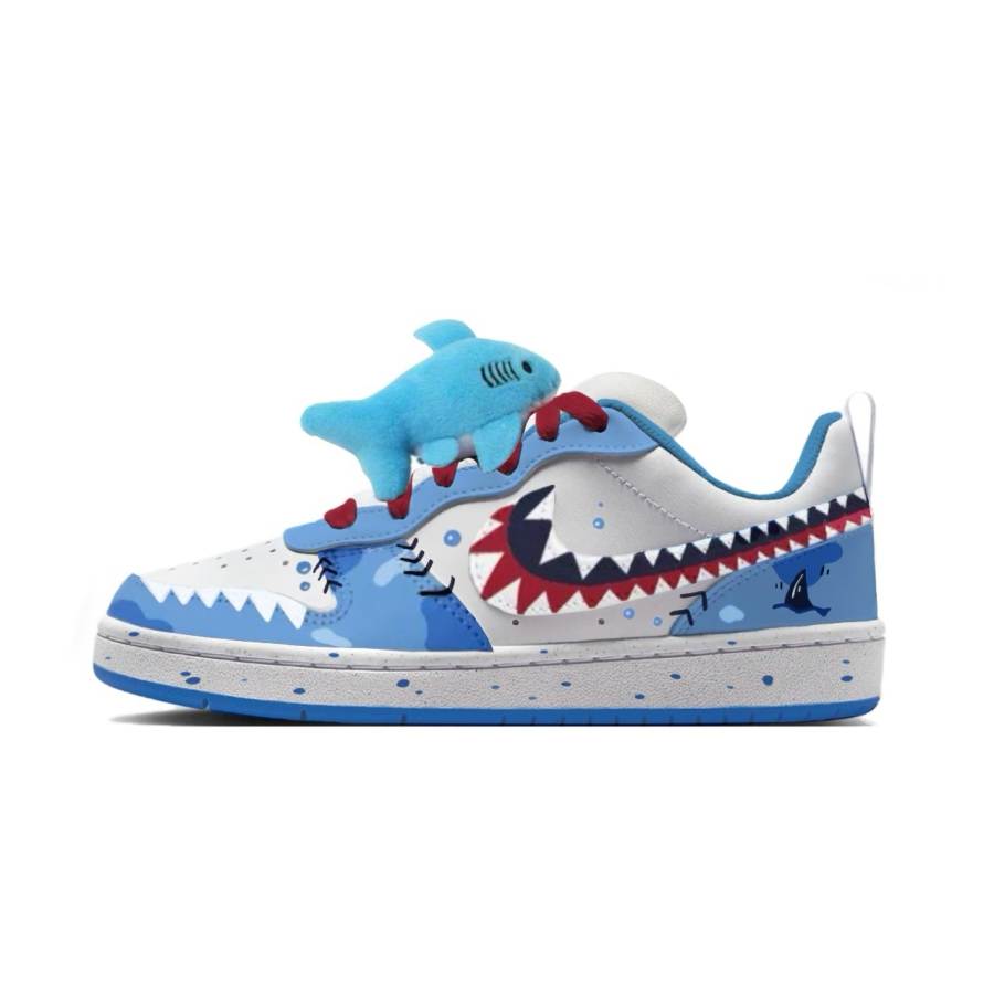 Nike Nike Court Borough Leather Abrasion Resistant Low top Kids' Skateboarding Shoes Sky Blue Teenagers