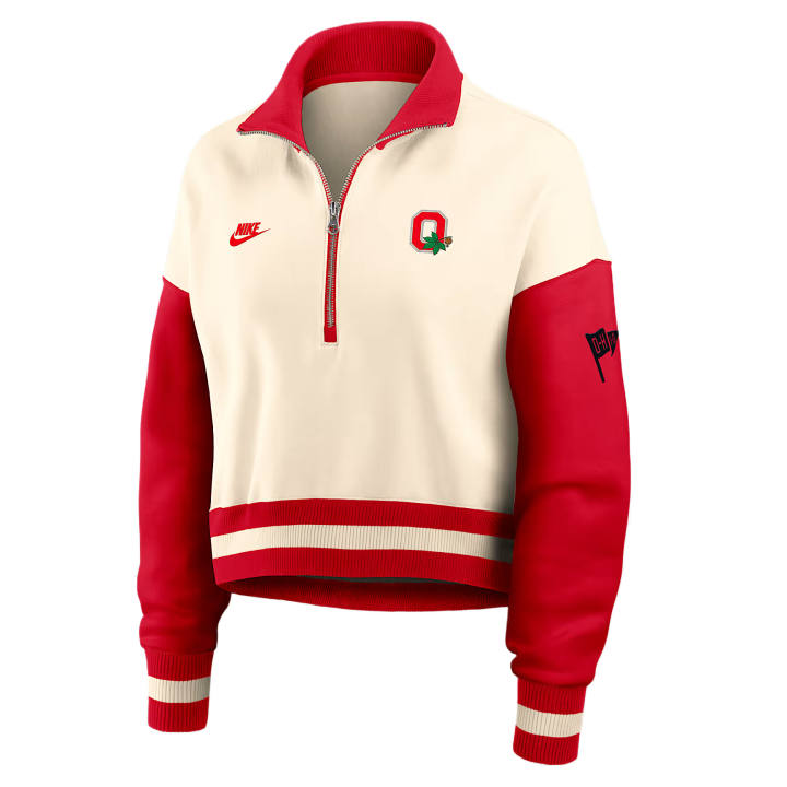 Nike Nike College Sweatshirts Women's Natural Color/University Red Stand Collar Moderate