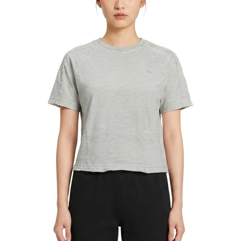 PUMA T Shirts Women's Gray Straight Fit