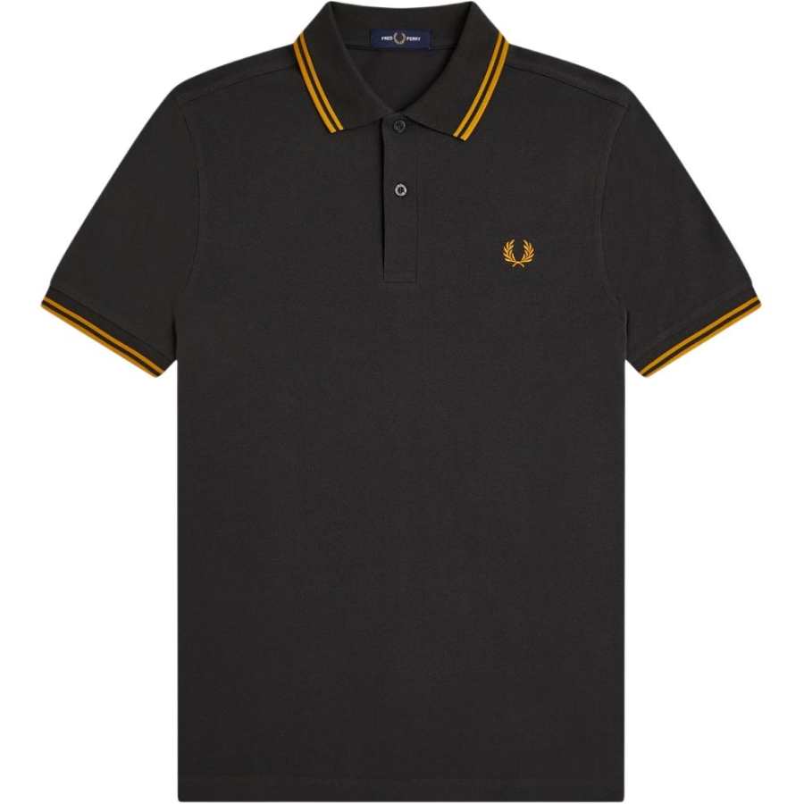 FRED PERRY Polo Shirts Men's Anchor Gray/Gold Polo Collar Moderate Straight Fit