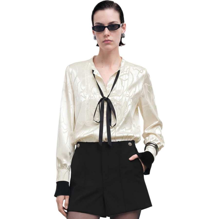 KARL LAGERFELD / Karl Lagerfeld Jeans Shirts Women's Ecru Stand Collar Moderate