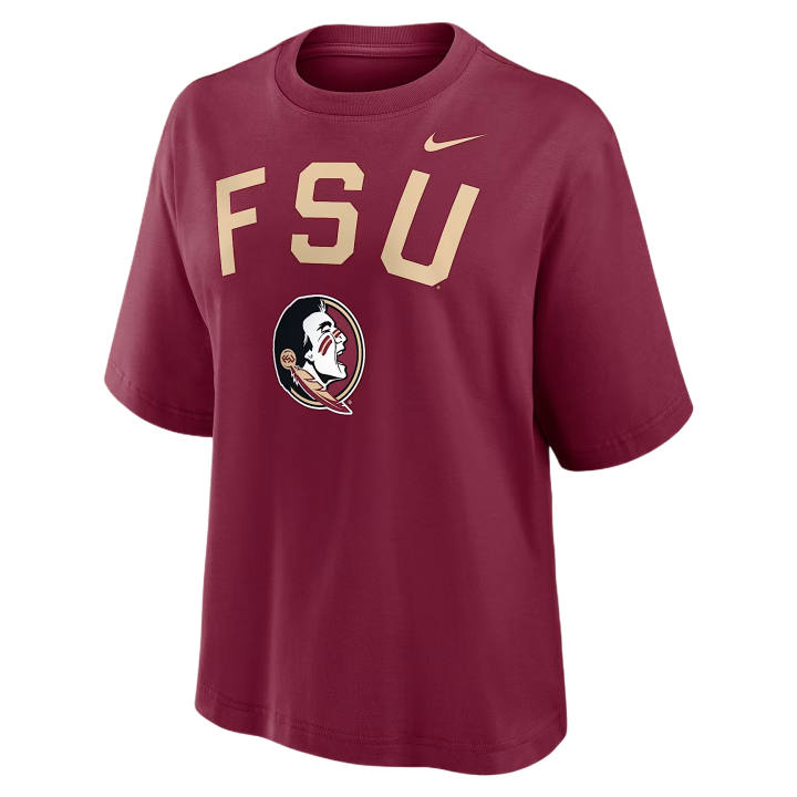 Nike Nike College T Shirts Women's Chestnut Crew Neck Moderate