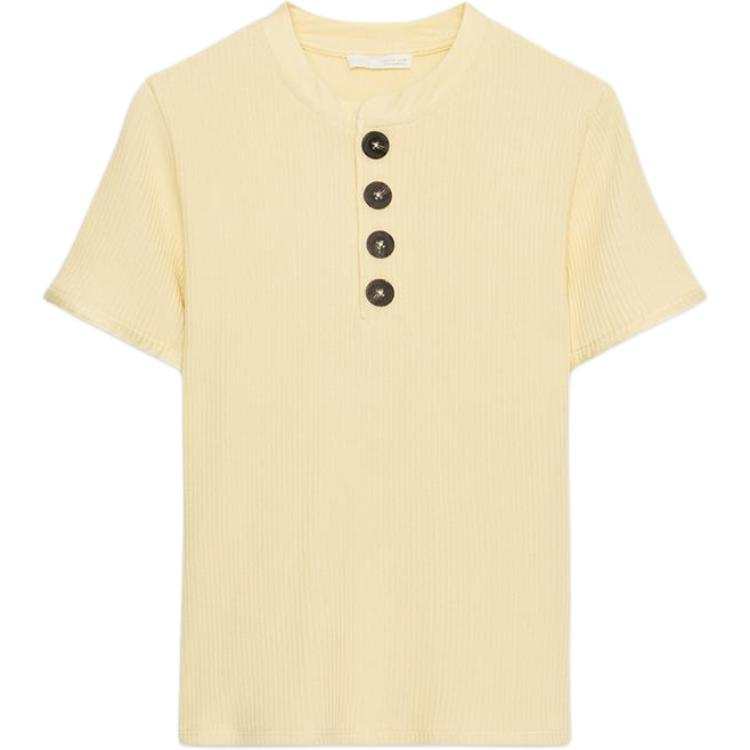 ZARA T Shirts Women's Lemon Henry Collar