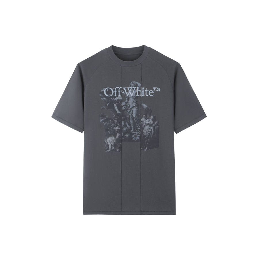 OFF-WHITE OFF WHITE T Shirts Unisex Charcoal Gray Crew Neck Moderate Straight Fit