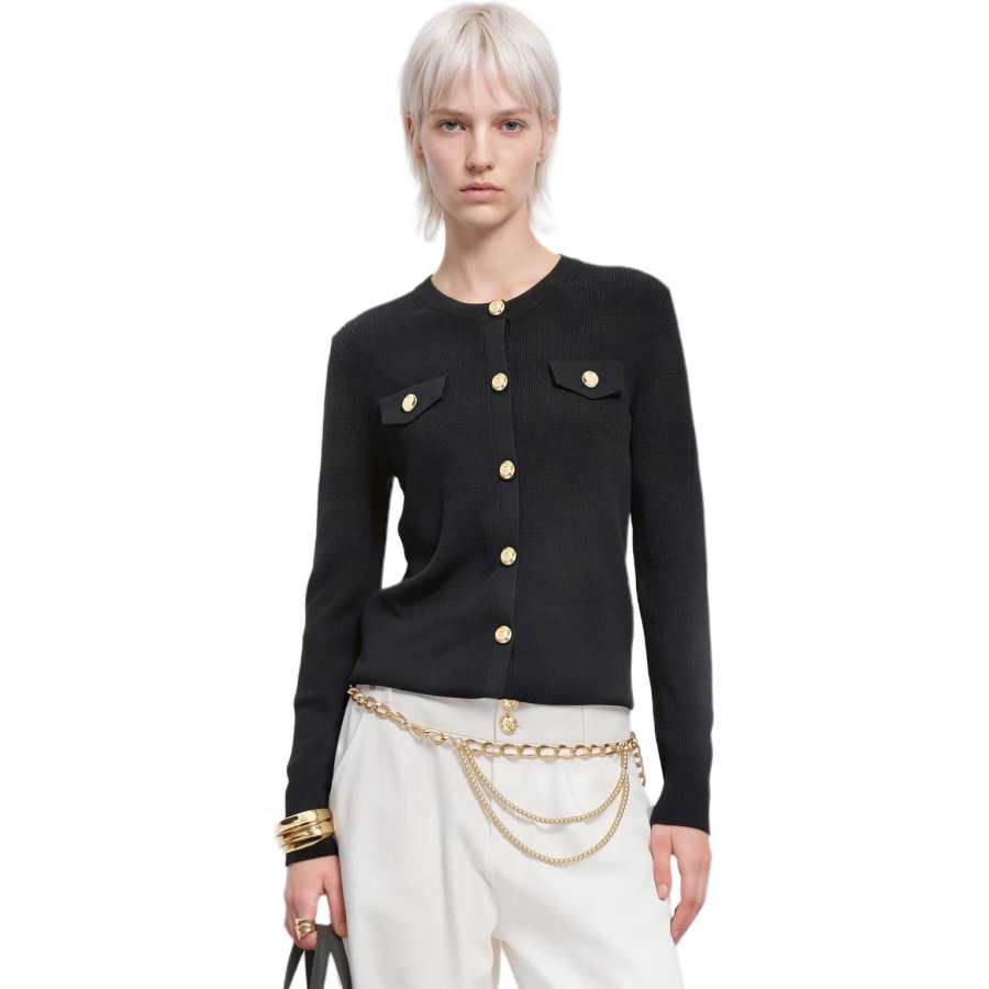 KARL LAGERFELD / Karl Lagerfeld Jeans Sweaters Women's Black Crew Neck Moderate Straight Fit