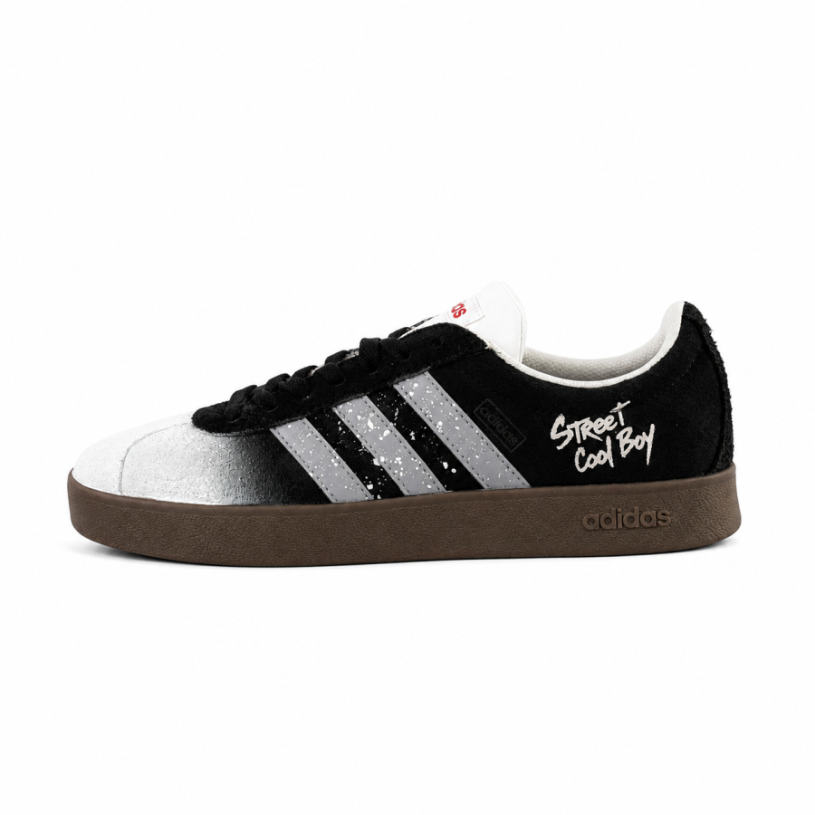 Adidas Adidas Vl Court Classic German Army Trainers Unisex Low Top Black White Gray