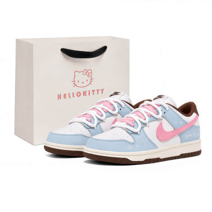 Nike Nike Dunk Skateboard Shoes Unisex Low Top White Blue Pink Brown Multicolor