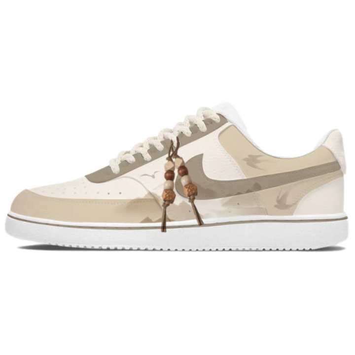 Nike Nike Court Vision 1 Skateboard Shoes Unisex Low Top Beige Brown Color Block