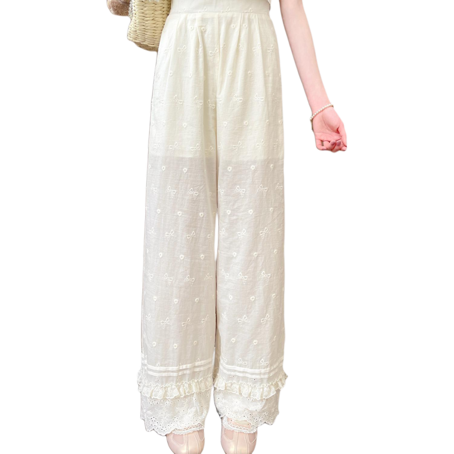 SNBL Casual Pants Women's Apricot Lightly Transparent Thin Wide Leg Pants