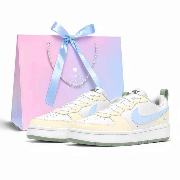 Nike Nike Court Borough Skateboard Shoes Unisex Low Top Yellow Blue