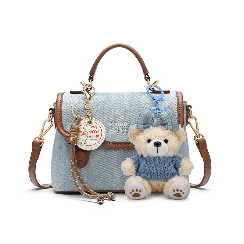 Disney Winnie The Pooh Fabric Handbag Women's Denim Blue/Pink/Blue
