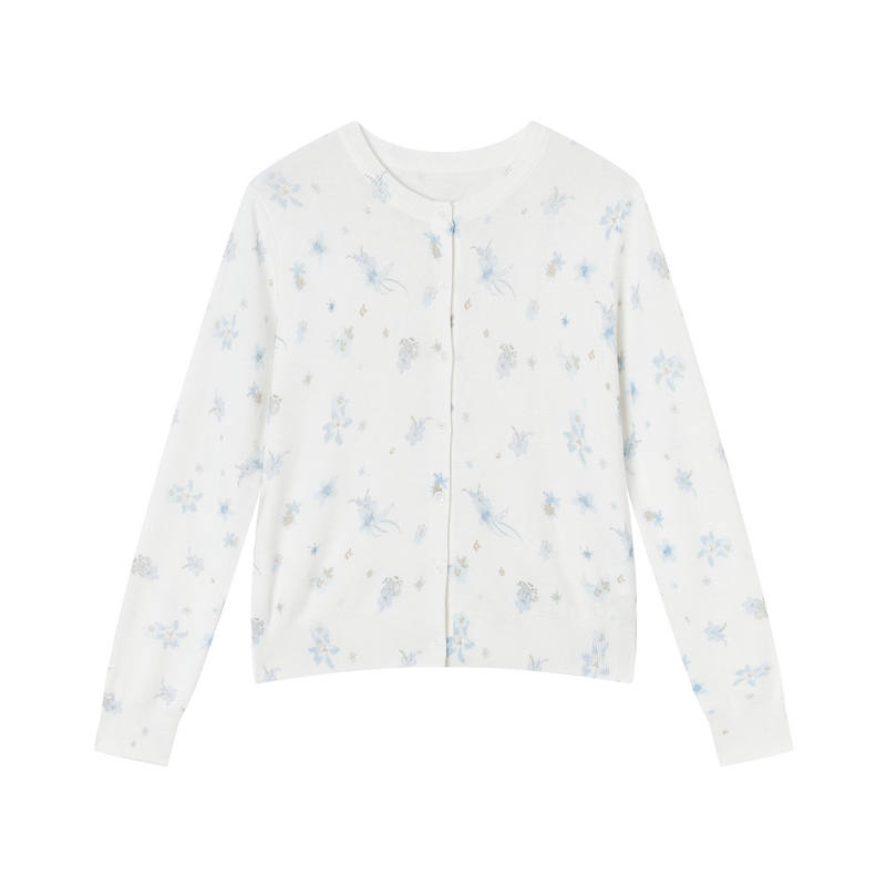 XIANGYING Knitwear Women's Ecru Crew Neck Moderate