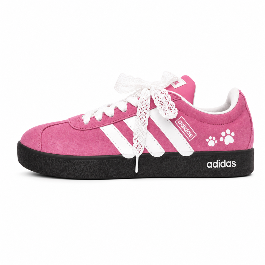 Adidas Adidas VL COURT 2.0 Skateboard Shoes Women's Low Top White, Pink