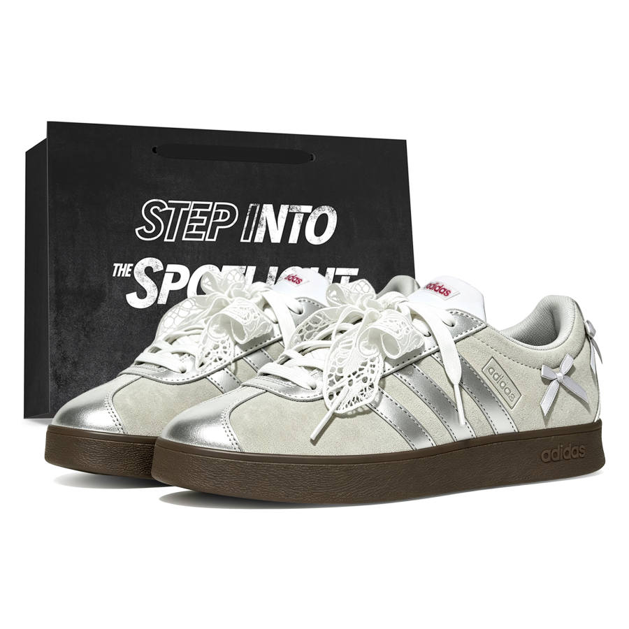 Adidas Adidas Vl Court Classic German Army Trainers Women's Low Top Silver