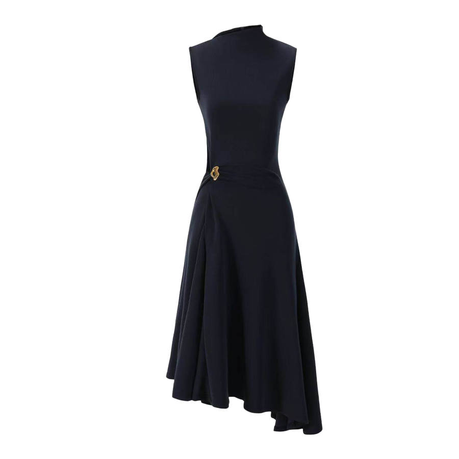 CPAURA Sleeveless Dresses Women's Sapphire Blue Moderate Long Skirt A Line Skirt