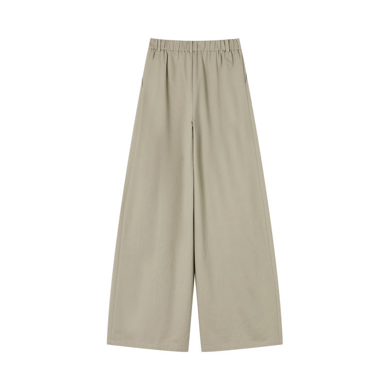 XIANGYING Casual Pants Women's Light Khaki Moderate Wide Leg Pants