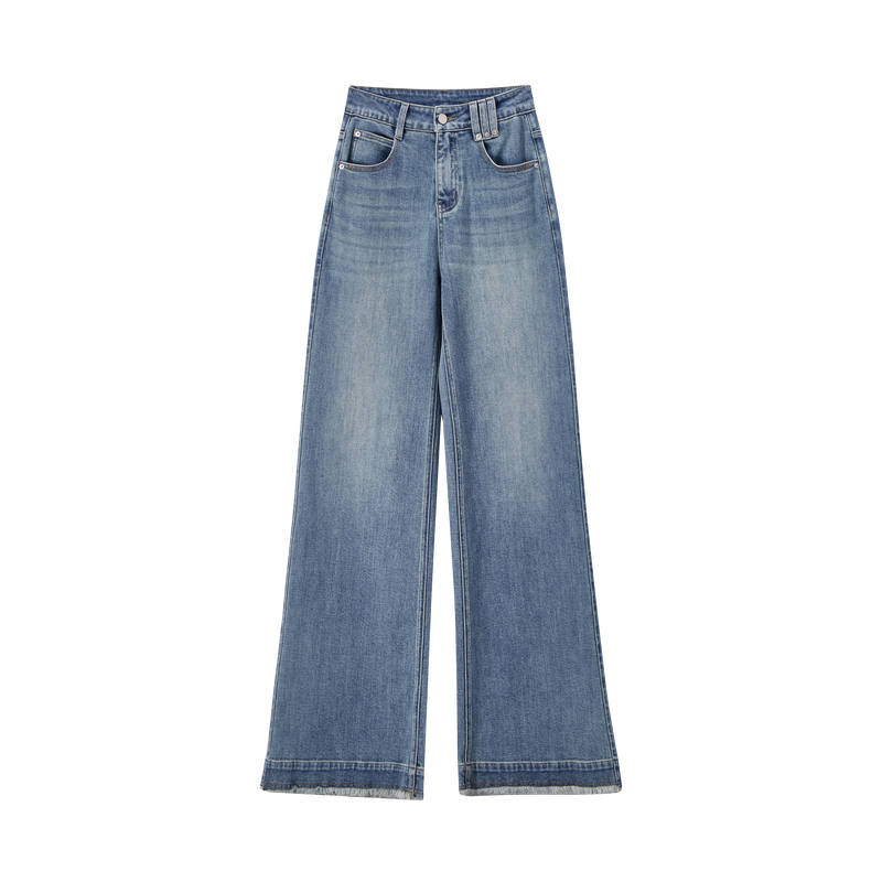 XIANGYING Jeans Women's Denim Blue Moderate Wide Leg Pants
