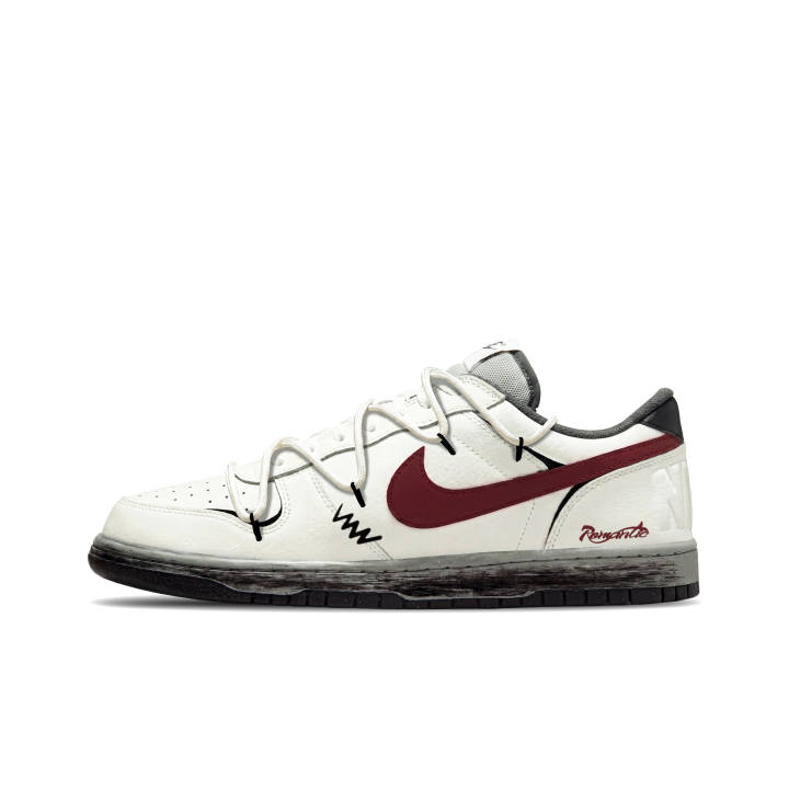 Nike Nike Big Skateboard Shoes Men's Low Top Beige Red Black