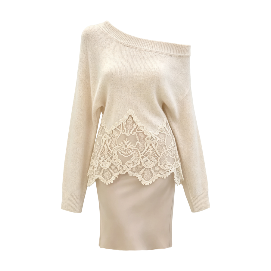 FINDSME GAGA Two Piece Skirt Sets Women's Asymmetrical Collar Moderate Short Skirt