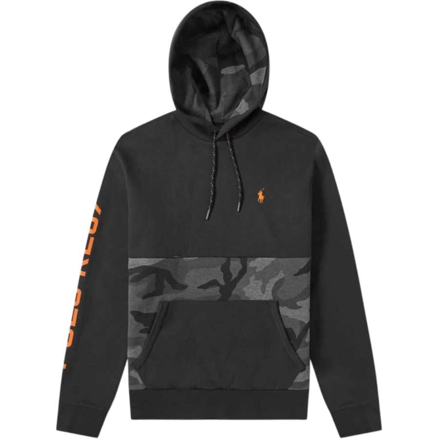 Polo Ralph Lauren Sweatshirts Men's Black Hooded Non Detachable Moderate