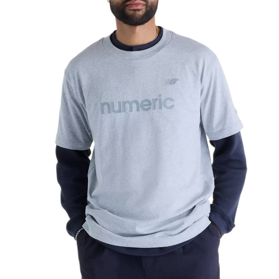 New Balance New Balance T Shirts Men's Sport Gray Crew Neck Moderate Straight Fit
