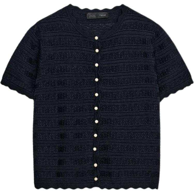 ZARA Knitwear Women's Sea Blue Crew Neck Moderate Other