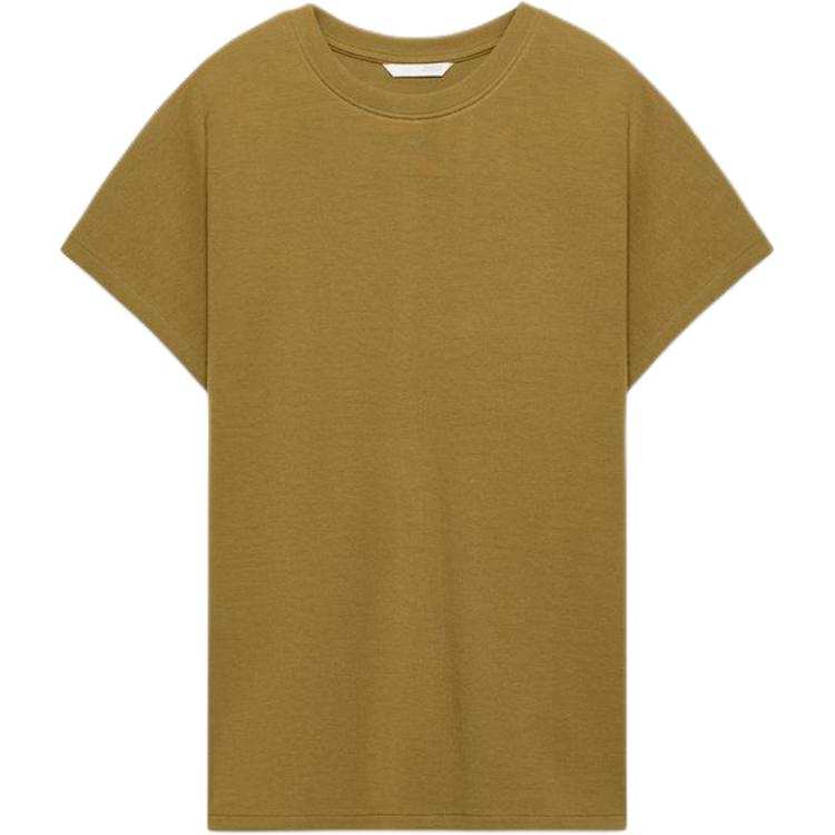 ZARA T Shirts Women's Olive Green Crew Neck