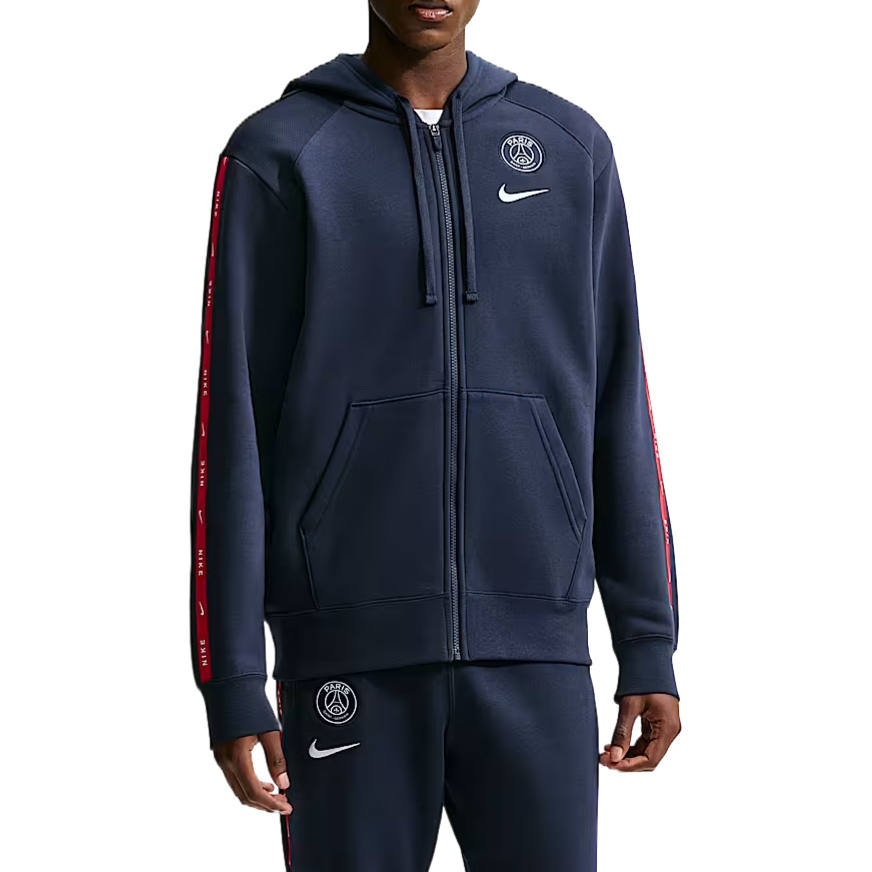 Nike Nike Paris Saint Germain Sweatshirts Men's University Marine/White Hooded Non Detachable Moderate