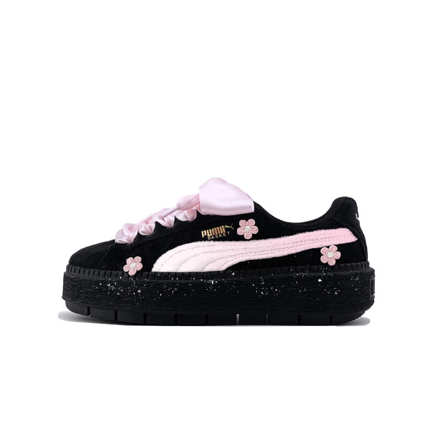 PUMA Platform Trace Skateboard Shoes Women's Low Top Black/Pink