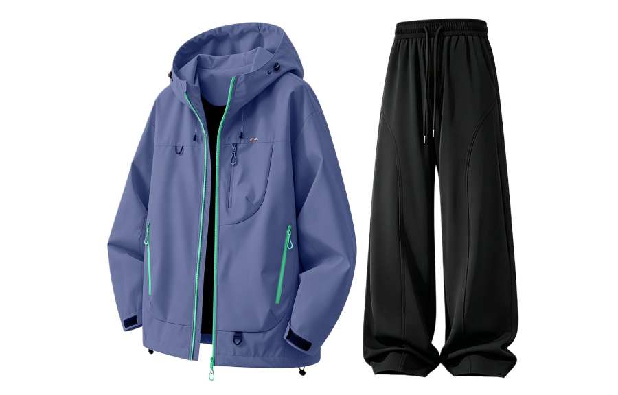 WARRIOR Windbreaker Jacket & Pants Sets Unisex Hooded Non Detachable Moderate