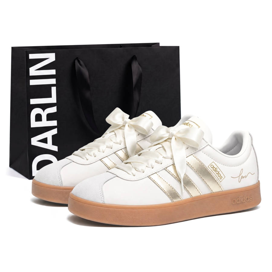 Adidas Adidas Vl Court Classic Skateboard Shoes Unisex Low Top Beige/Gold
