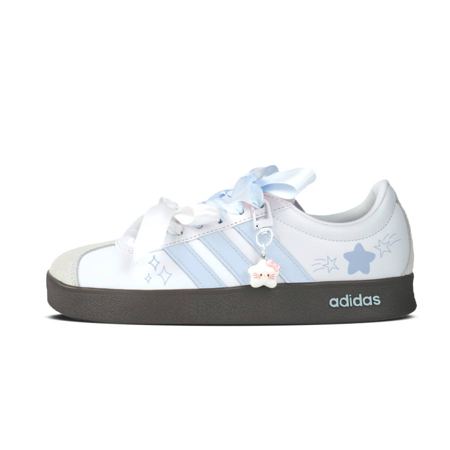Adidas Adidas Vl Court Classic Skateboard Shoes Unisex Low Top Blue With White Lettering