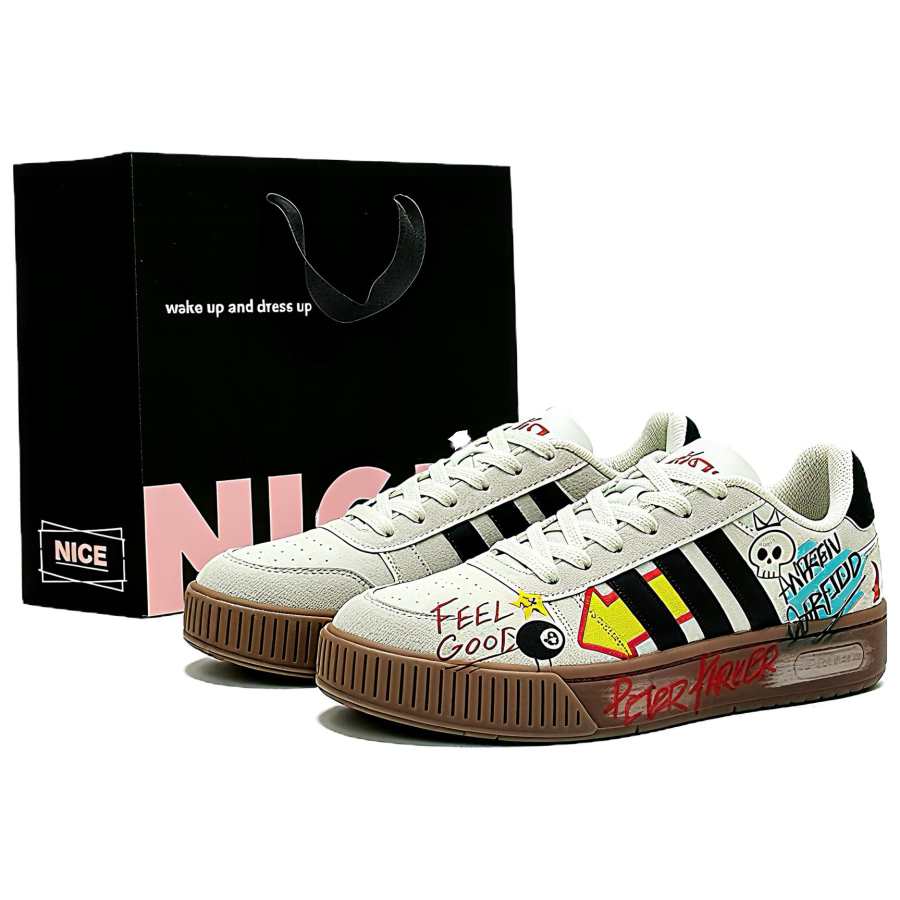 Adidas Adidas D PAD Skateboard Shoes Unisex Low Top Ecru Color Block Graffiti Colorway