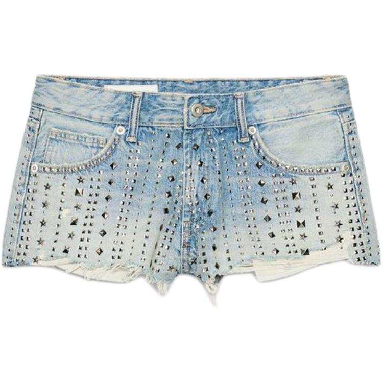 ZARA Trf Denim Shorts Women's Light Blue Moderate Other