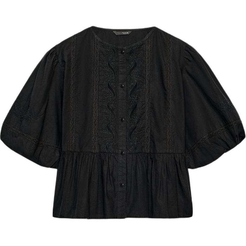 ZARA Shirts Women's Black Crew Neck