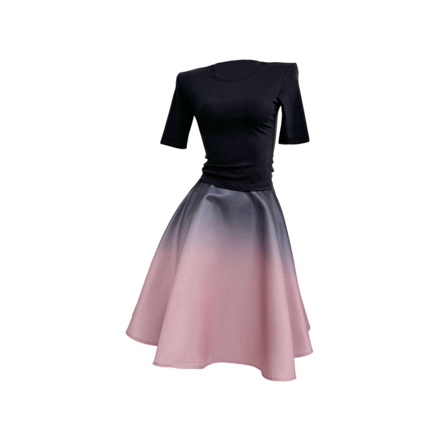 TUSHIFEI Two Piece Skirt Sets Women's Crew Neck Moderate Midi Dress